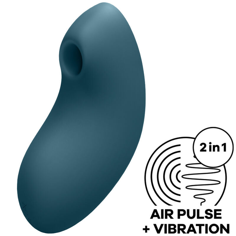SATISFYER - STIMOLATORE E VIBRATORE A IMPULSI D'ARIA VULVA LOVER 2 BLU