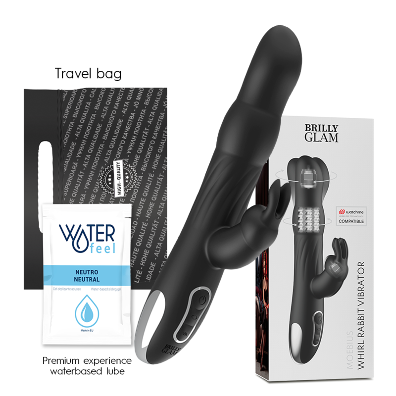 BRILLY GLAM- VIBRATORE E ROTATORE CONIGLIO MOEBIUS COMPATIBILE CON LA TECNOLOGIA WIRELESS WATCHME