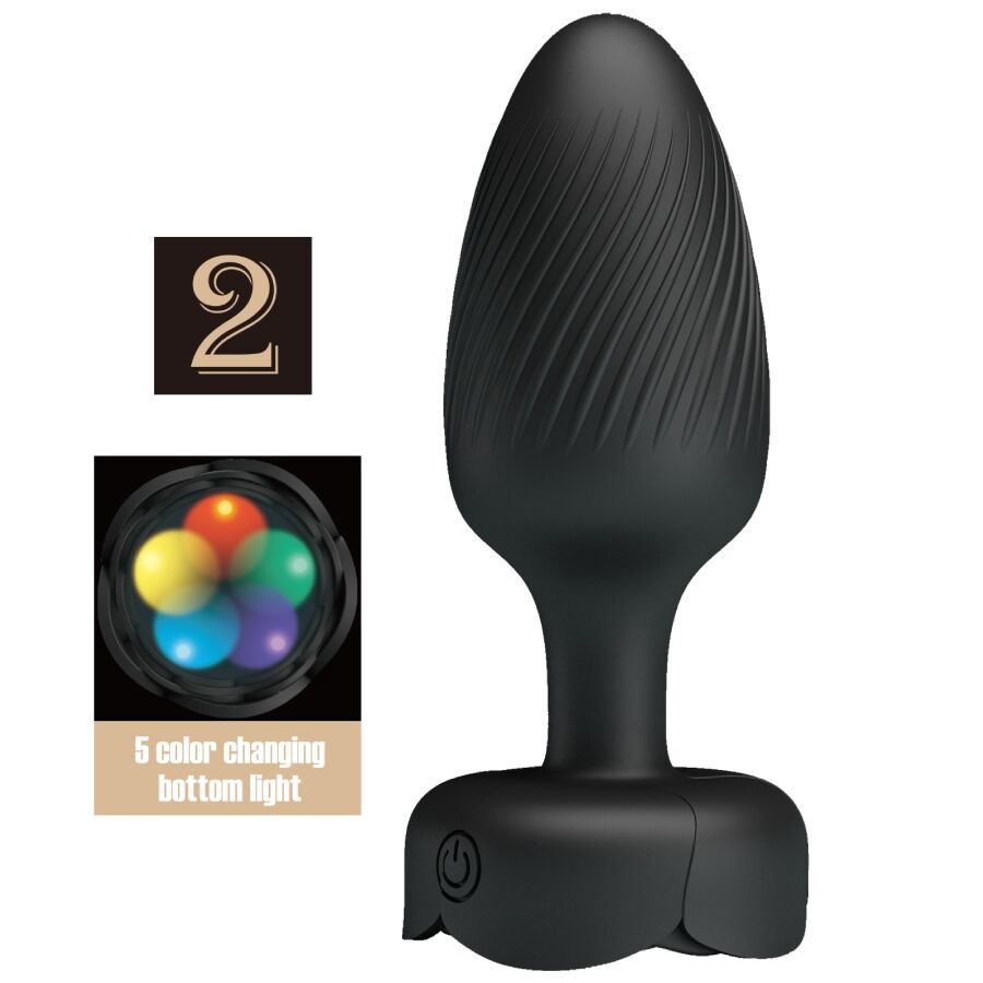 PRETTY LOVE - VARIAN PLUG ANALE CON LUCE LED NERO 10,8 CM