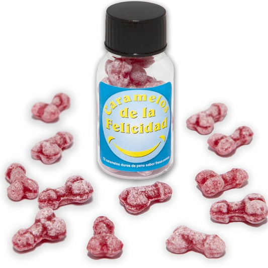 DIABLO PICANTE - BARATTOLO DA 12 CARAMELLE A FORMA DI PENE ALLA FRAGOLA/CILIEGIA